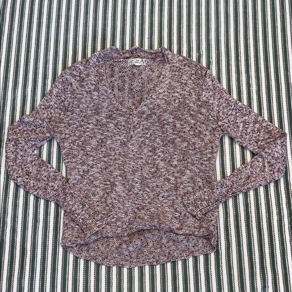 Pink Republic Women’s vneck faux wrap maroon marled sweater size M